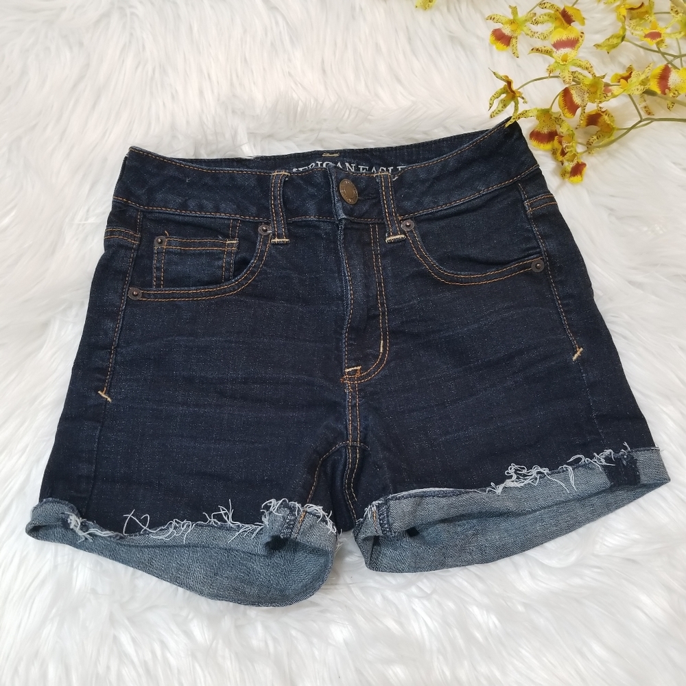 AMERICAN EAGLE Shorts Jeans Super Stretch Color Dark Blue Size 2.